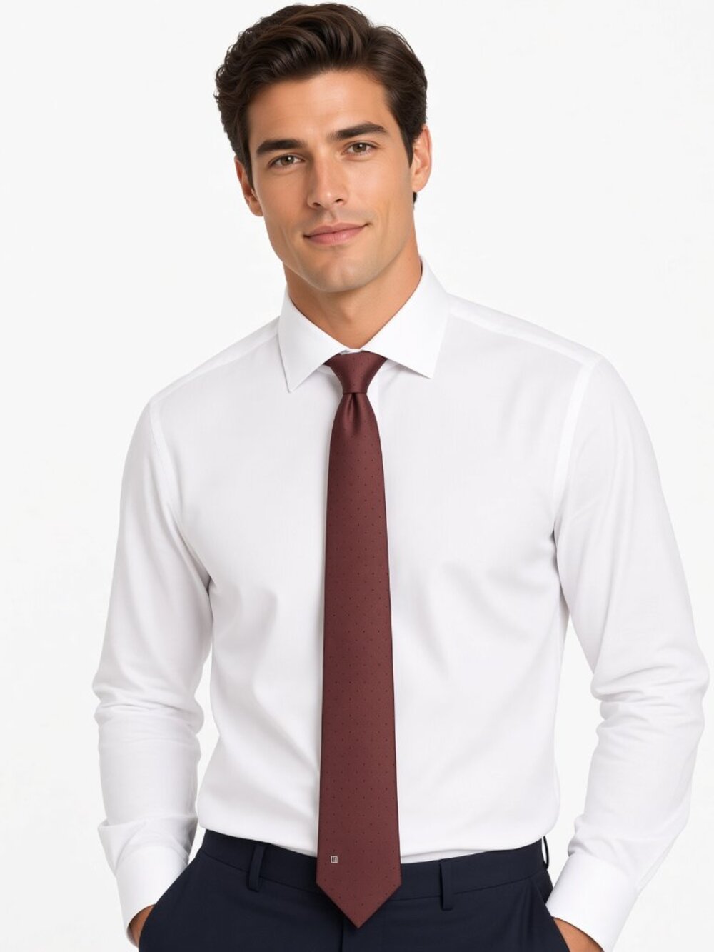 Cosmos Burgundy Pin Dot Necktie